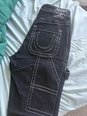 True Religion Black Jeans with White Contrast Stitching